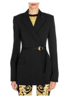 Versace Stretch Wool Belted Jacket