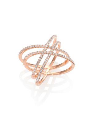 Meira T Diamond & 14k Rose Gold Midi Crisscross Ring