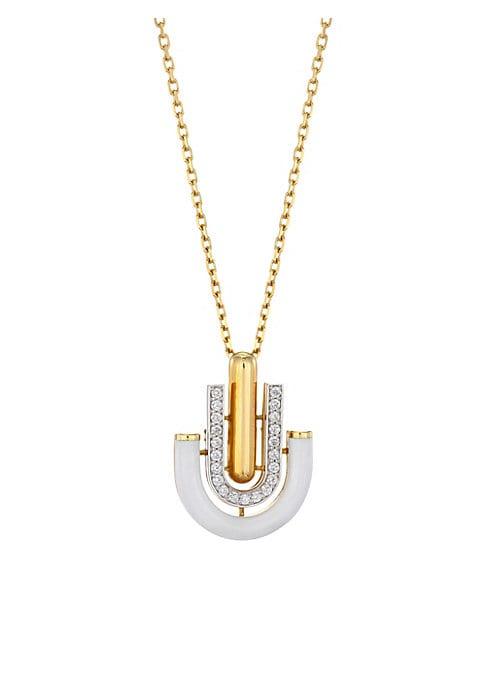 David Webb Motif 18k Yellow Gold, Platinum & Diamond Unity Necklace