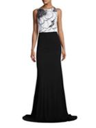 David Meister Beaded Colorblock Gown