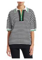 No. 21 Studded Striped Zip Polo Shirt
