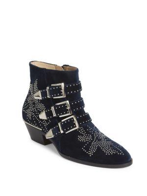 Chloe Susanna Studded Velvet Ankle Boots