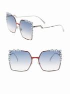 Fendi 60mm Oversize Crystal-trim Square Sunglasses
