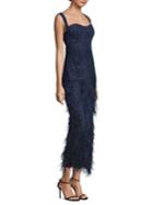 David Meister Sequin Feather Gown