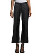 Rebecca Taylor Faux Leather Cropped Flared Pants