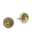 King Baby Studio American Voices Silver And Goldtone Sun Concho Cuff Links
