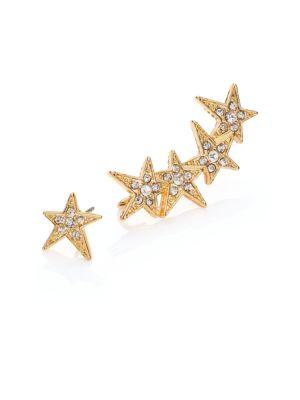Abs By Allen Schwartz Jewelry Faceted Star Ear Crawler & Stud Earrings Set