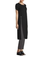 Eileen Fisher Roundneck Side-slit Wool Tunic