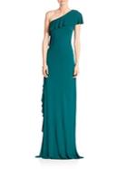 David Meister Solid Asymmetric Gown