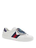 Gucci New Ace Wolf Patch Leather Sneakers