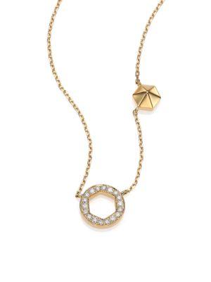 Marli Astrid Diamond & 18k Yellow Gold M+m Circle Necklace