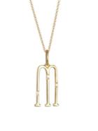 Devon Woodhill Character Letters Diamond & Gold M Pendant Necklace