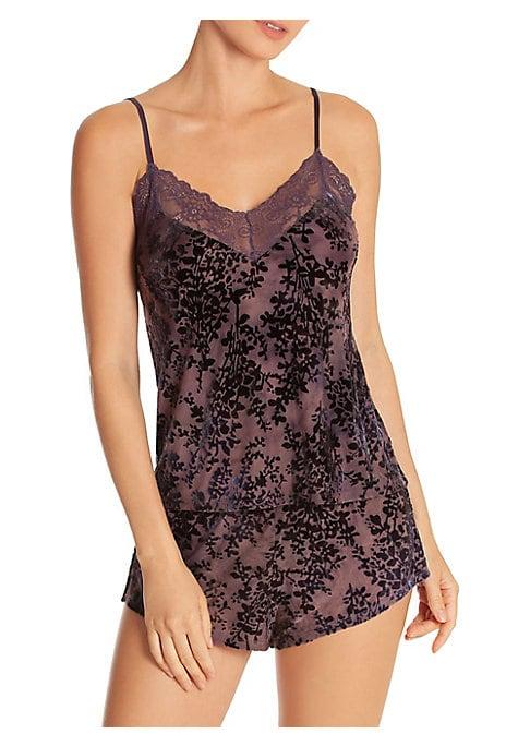 In Bloom Opulence Two-piece Velvet Camisole & Shorts Set