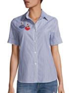 Tanya Taylor Erie Cotton Embellished Applique Shirt