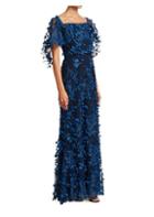 Marchesa Notte Embroidered 3d Floral Lace Gown