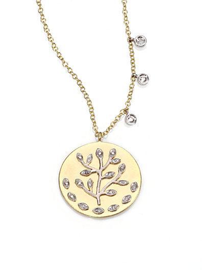 Meira T Diamond & 14k Yellow & White Gold Tree Of Life Necklace