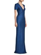 St. John Luster Sequin-knit Gown