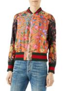 Gucci Floral-print Bomber Silk Jacket