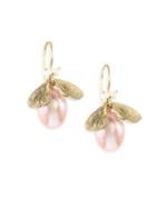 Annette Ferdinandsen Fauna 7mm Natural White & Pink Pearl Jeweled & 14k Gold Bug Earrings