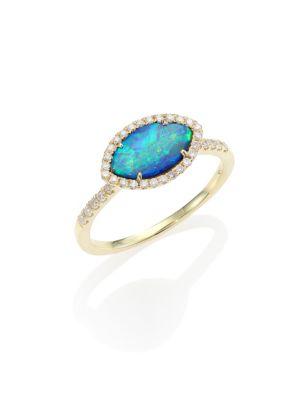 Meira T Opal, Diamond & 14k Yellow Gold Marquise Ring