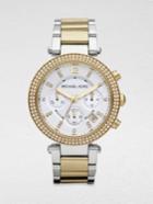 Michael Kors Crystal Two-tone Stainless Steel Chronograph Watch
