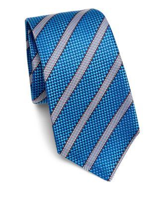 Kiton Bright Textured Stripe Silk Tie