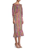 Saloni Grace Rainbow Off-the-shoulder Sheath Dress