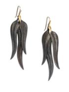 Annette Ferdinandsen Oxidized Sterling Silver And 14k Gold Feather Drop Earrings