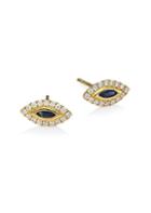 Anita Ko 18k Yellow Gold, Diamond & Blue Sapphire Evil Eye Stud Earrings
