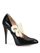 Gucci Elaisa Removable Pearly Bow & Leather Point Toe Pumps