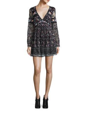 Free People Cherry Blossom Embroidered Mini Dress