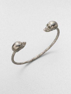 Alexander Mcqueen Twin Skull Bracelet/silvertone