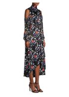 Diane Von Furstenberg Silk High-low Cold Shoulder Floral Dress