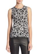 Saks Fifth Avenue Collection Animal-print Cashmere Shell