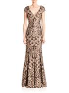 David Meister Printed Fit-&-flare Gown