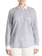 Basler, Plus Size Striped Button-down Shirt