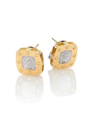 Roberto Coin Pois Moi Diamond & 18k Yellow Gold Stud Earrings