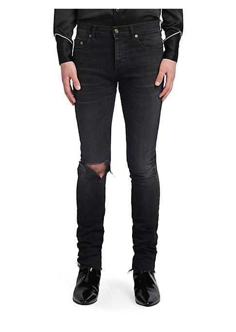 Saint Laurent Washed Distressed Skinny-fit Jeans