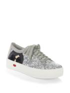 Alice + Olivia Glitter Lace-up Sneakers