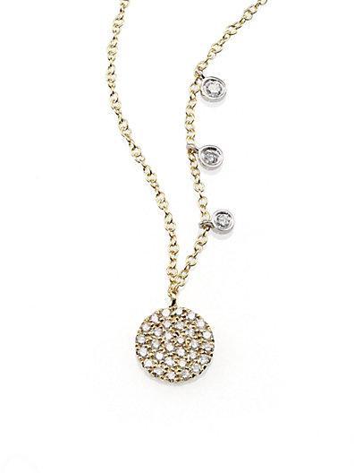 Meira T Diamond & 14k Yellow Gold Disc Necklace