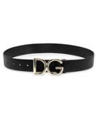 Dolce & Gabbana Polished Logo Wide Leather Belt