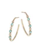 Sydney Evan Diamond & Turquoise Bezel Hoop Earrings/0.75