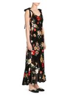 Attico Tie-shoulder Floral Velvet Slip Dress