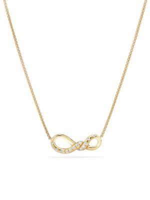David Yurman Continuance Small Pendant Necklace With Diamonds In 18k Gold