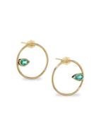 Zoe Chicco Emerald & 14k Yellow Gold Circle Earrings