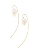 Mizuki Sea Of Beauty 12mm White Freshwater Pearl, & 14k Yellow Gold Threader Earrings