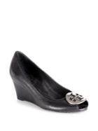 Tory Burch Sally 2 Tumbled Leather Wedge Pumps