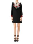 Gucci Embroidered Silk Wool Dress