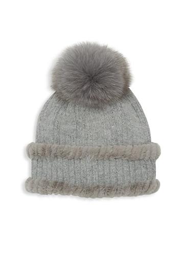 Glamourpuss Fox & Rabbit Fur-trim Knit Angora Hat