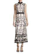 Marchesa Notte Two-tone Embroidered Lace Dress